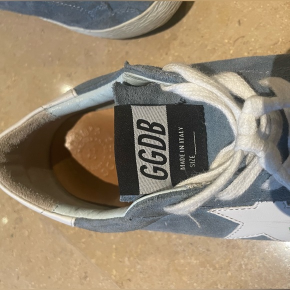 GOLDEN GOOSE Superstar Sneakers Light Blue Suede & White Leather 34EU - Picture 4 of 7